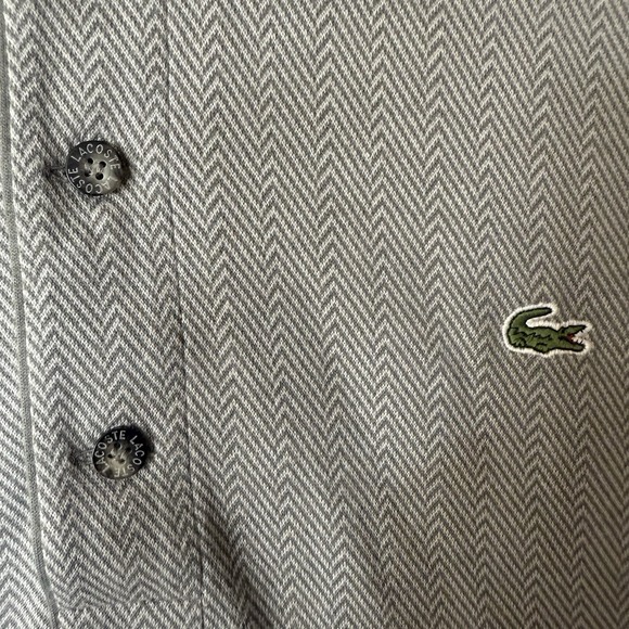 Lacoste Polo Shirt Mens 7 Sz XXL Gray Contrast Collar Big Crocodile Preppy - Picture 9 of 13